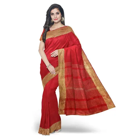 Vermilion red silk saree