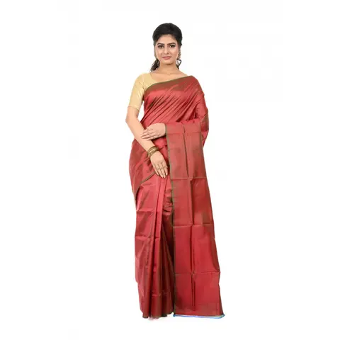 Deep maroon silk saree