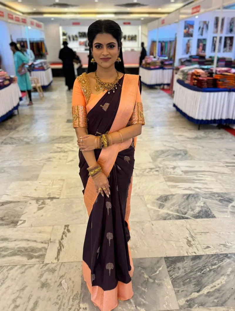 Jamuni Royale — Purple & peach silk saree