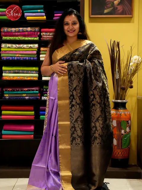 Navy & lavender silk saree