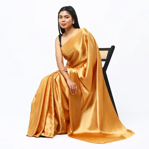 Golden yellow silk saree