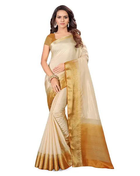 Champagne beige silk saree